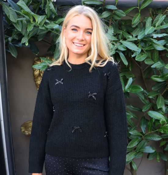 Liberte - Fro Bow Pullover 22104 - Black Silver Bow Strikbluser