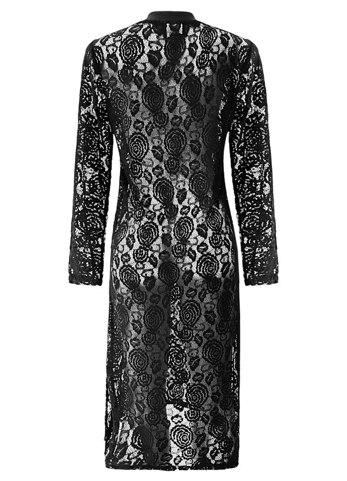 Liberte - Lacy Ls Long Dress 22272 - Black Lace Kjoler