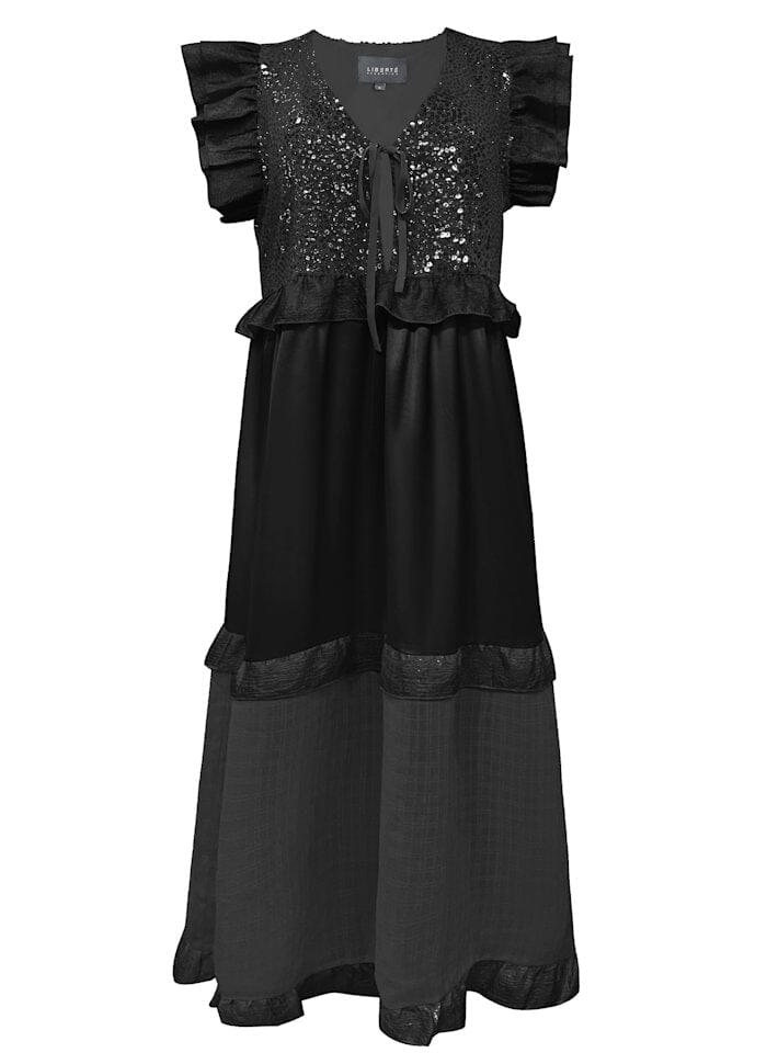 Liberte - Nor Ls Frill Dress 22266 - Black Sequins Kjoler