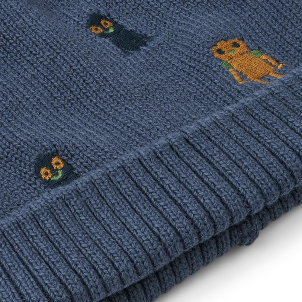 Liewood - Aster Beanie - Robots / Indigo blue