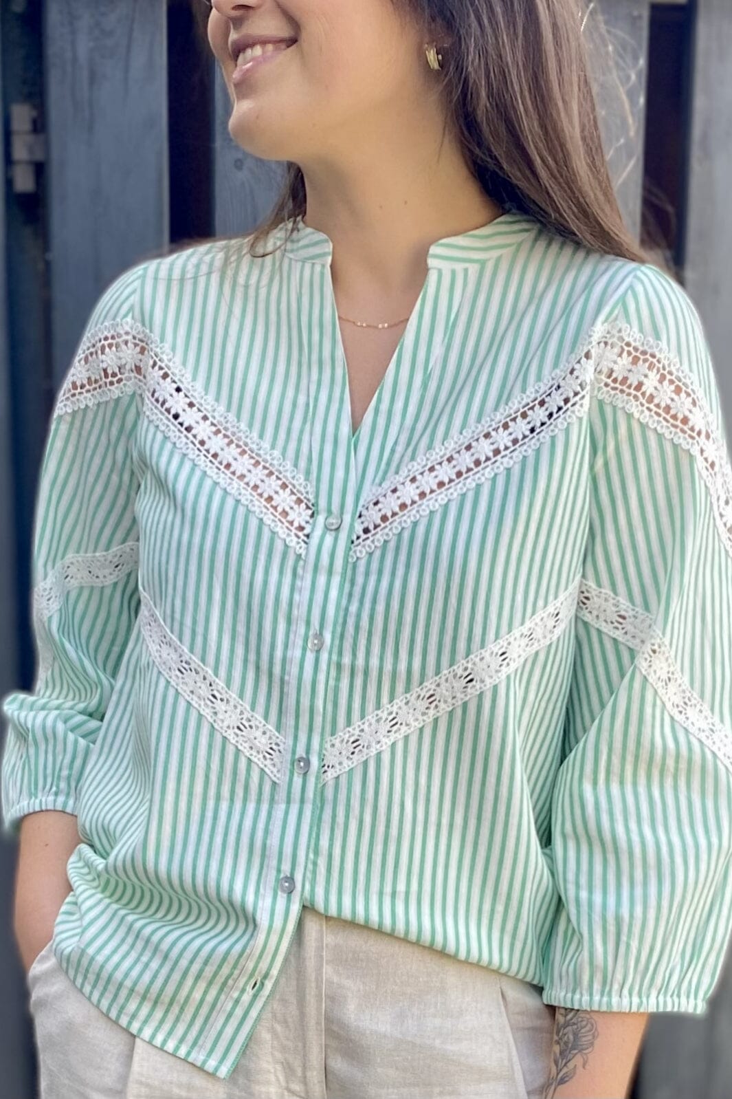 Love & Divine - Love1120 - 831 Cream/L. Jade Skjorter