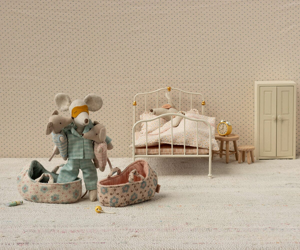 Maileg - Babymus I Babylift - Blå - Baby Mouse Legetøj