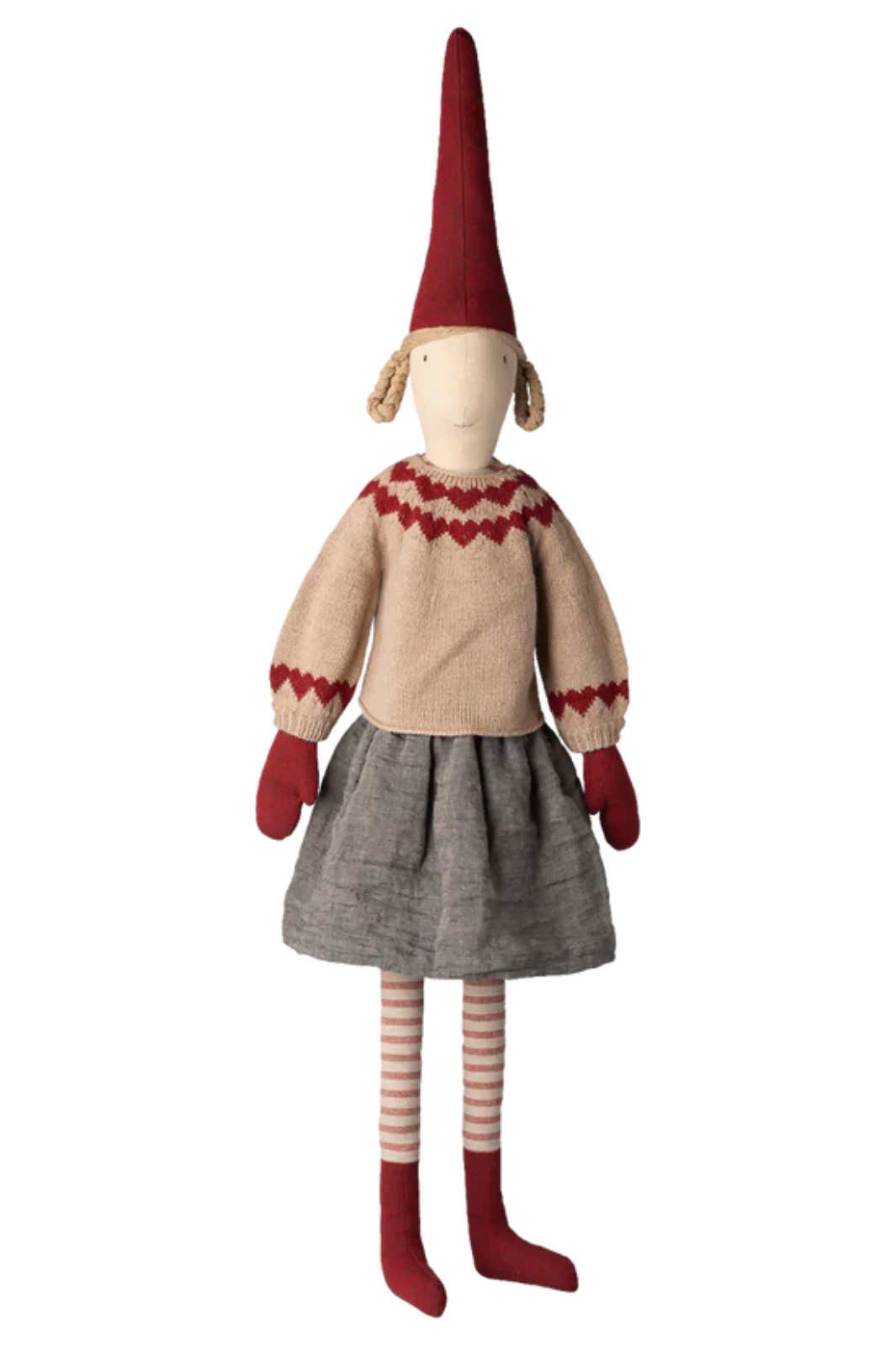 Maileg - Nisse, Str. 6 - Pige - Nederdel Og Strikket Sweater - 14-5460-00 Julepynt