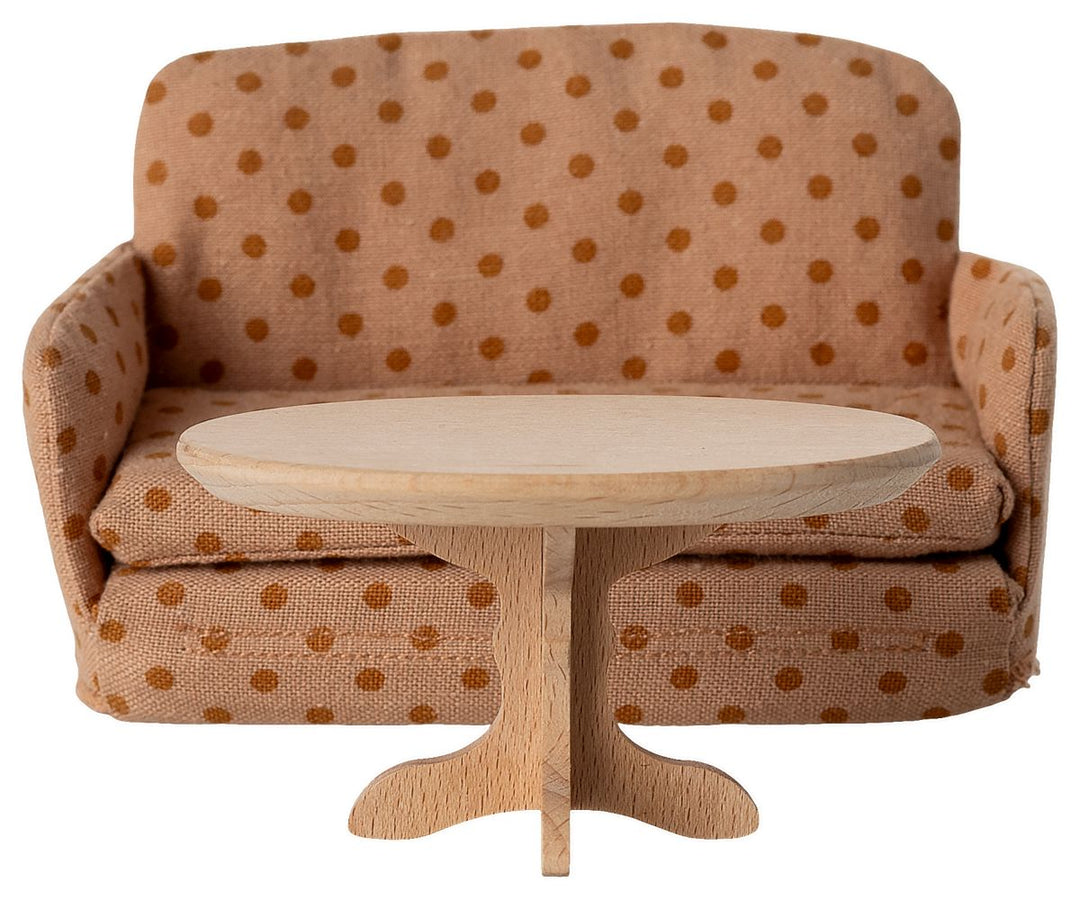 Maileg - Ovalt Sofabord, Mus - Natur - Mouse Furniture Legetøj
