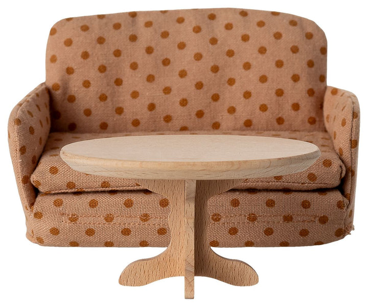Maileg - Ovalt Sofabord, Mus - Natur - Mouse Furniture Legetøj
