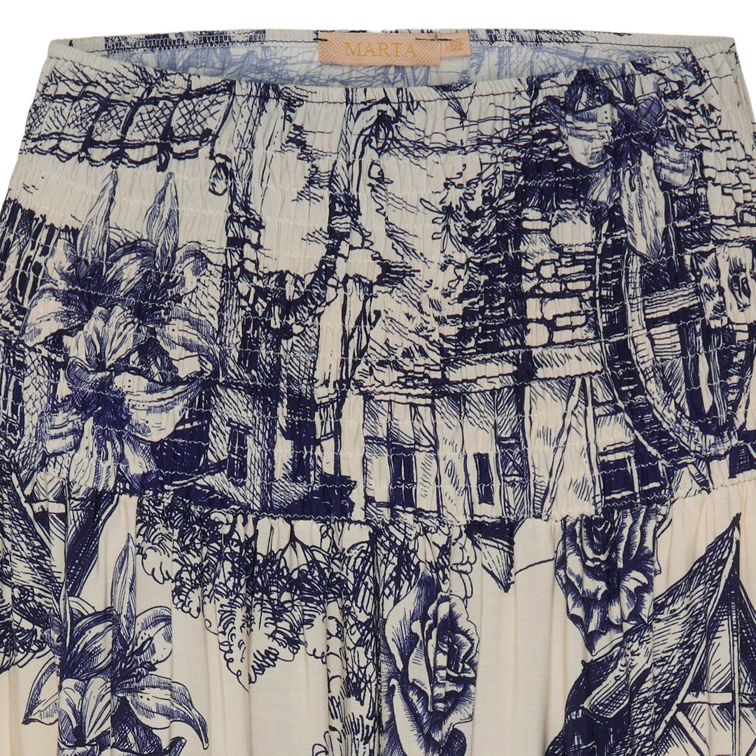 Marta Du Chateau - Mdcprincess Skirt - Print Navy Nederdele 