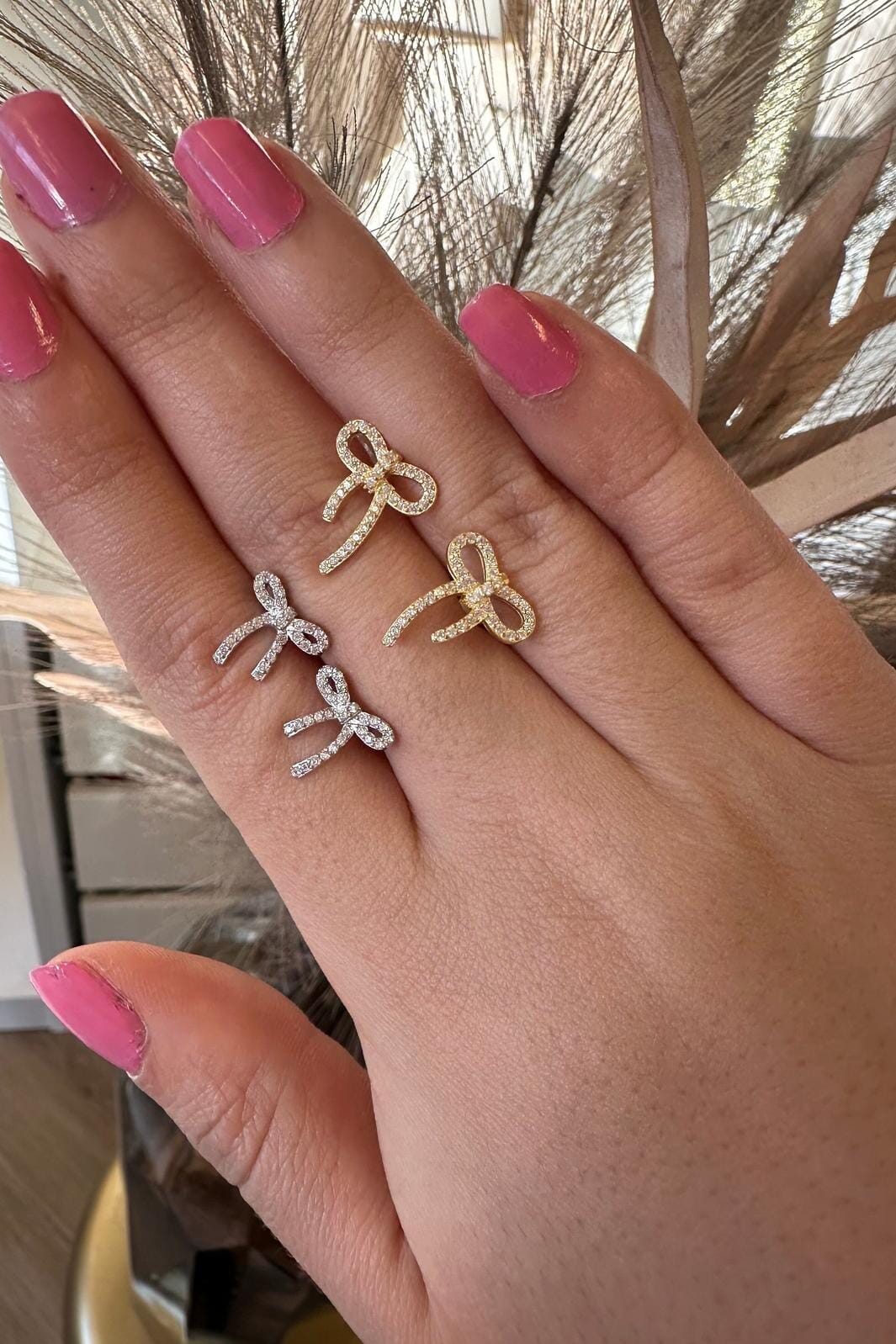 Mellow Moon - Sløjfe Med Sten - Forgyldt Øreringe