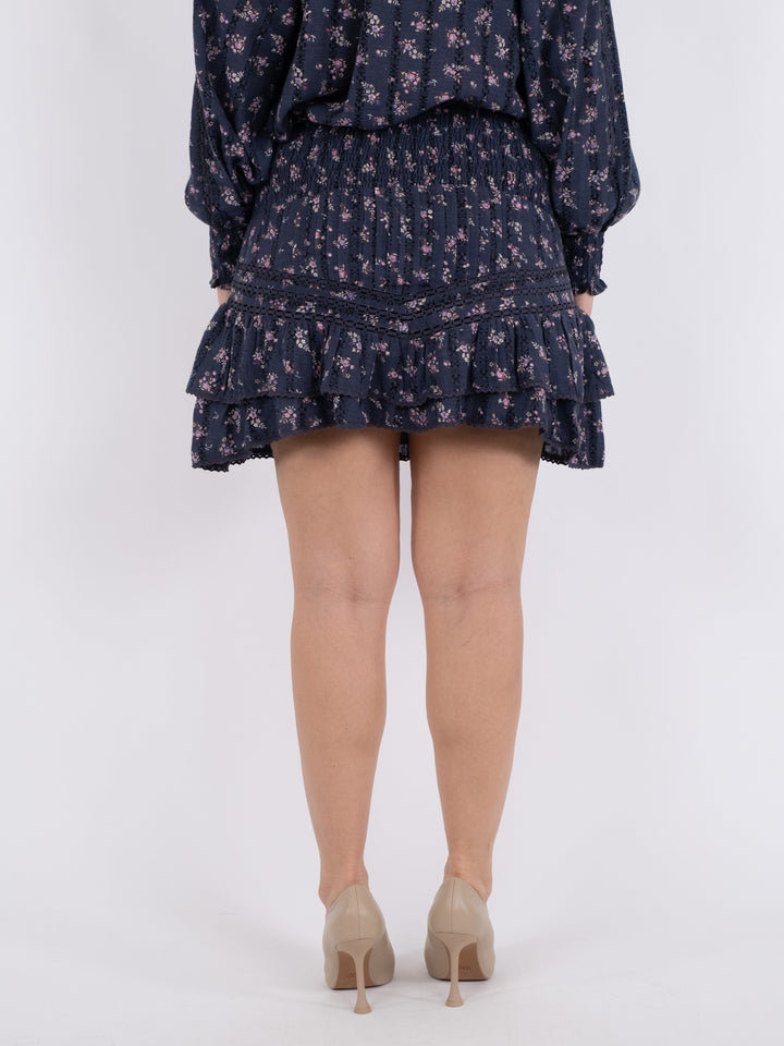 Neo Noir - Atkin Delicate Floral Skirt - Dusty Navy