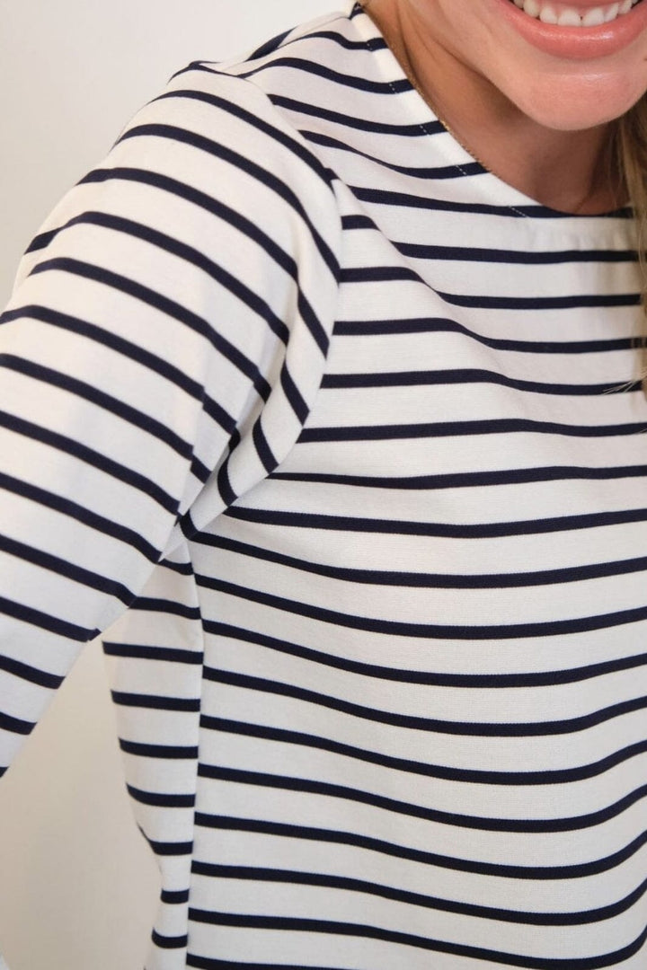 Neo Noir - Claudio Stripe Blouse - Navy Bluser