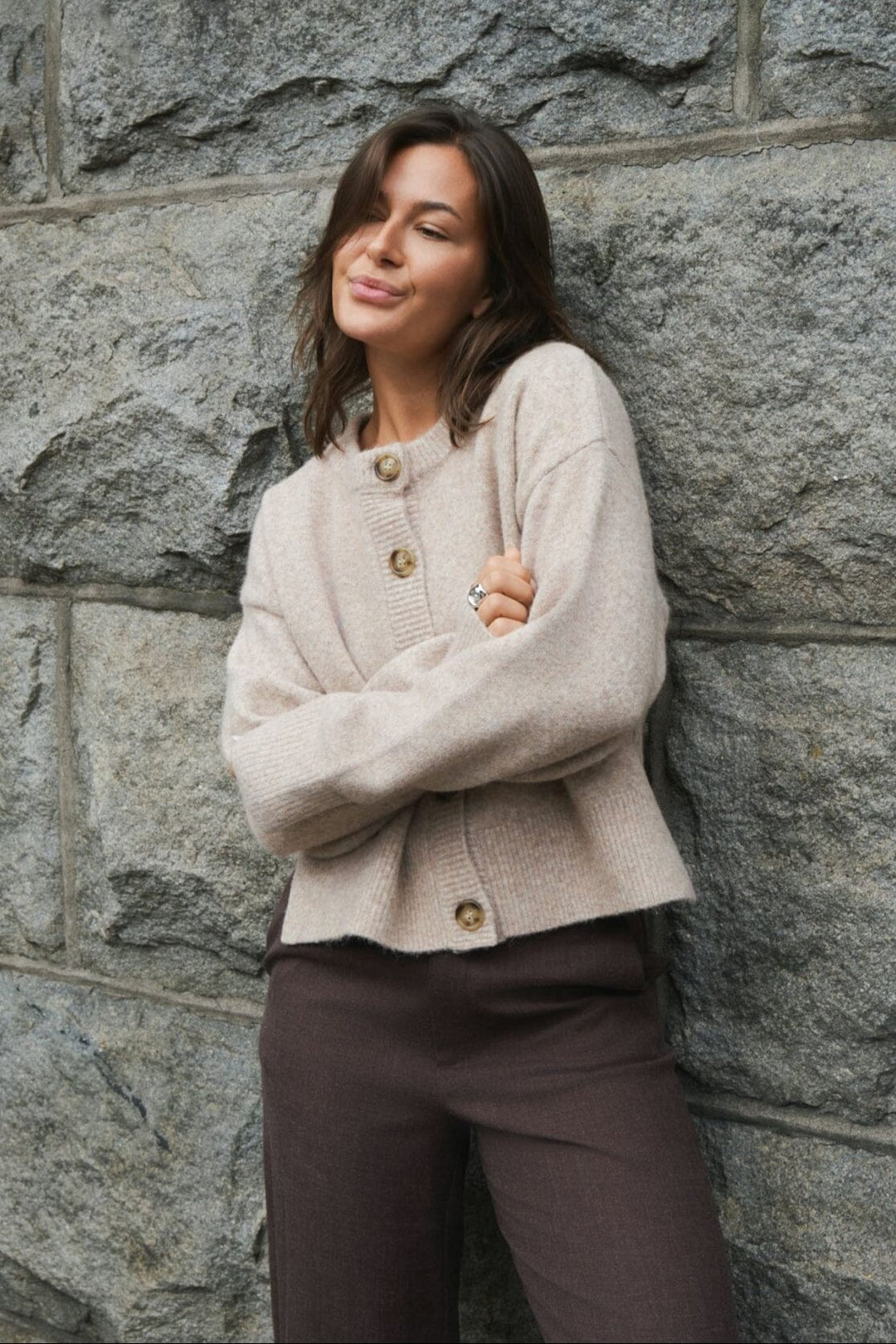 Neo Noir - Muki Knit Cardigan 165089 - 119 - Sand Melange Cardigans