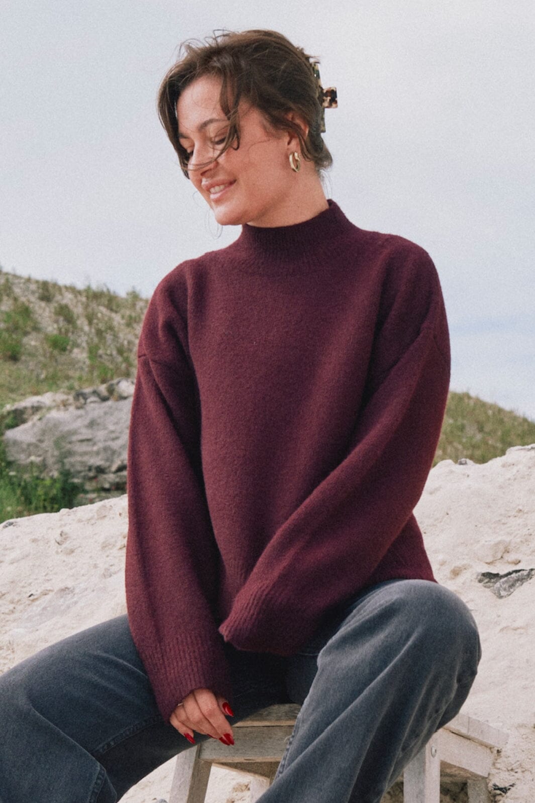 Neo Noir - Paulina Knit Blouse - Wine Strikbluser