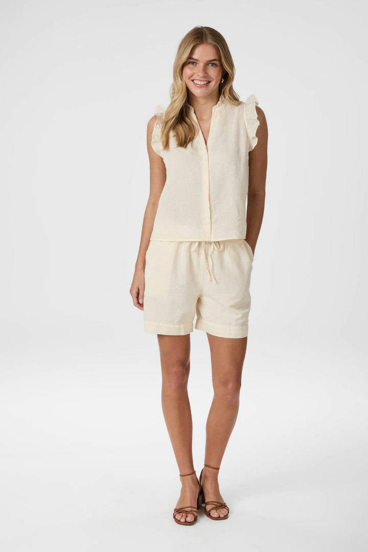 Neo Noir - Siona Linen Top 160245 - 191 - Light Yellow