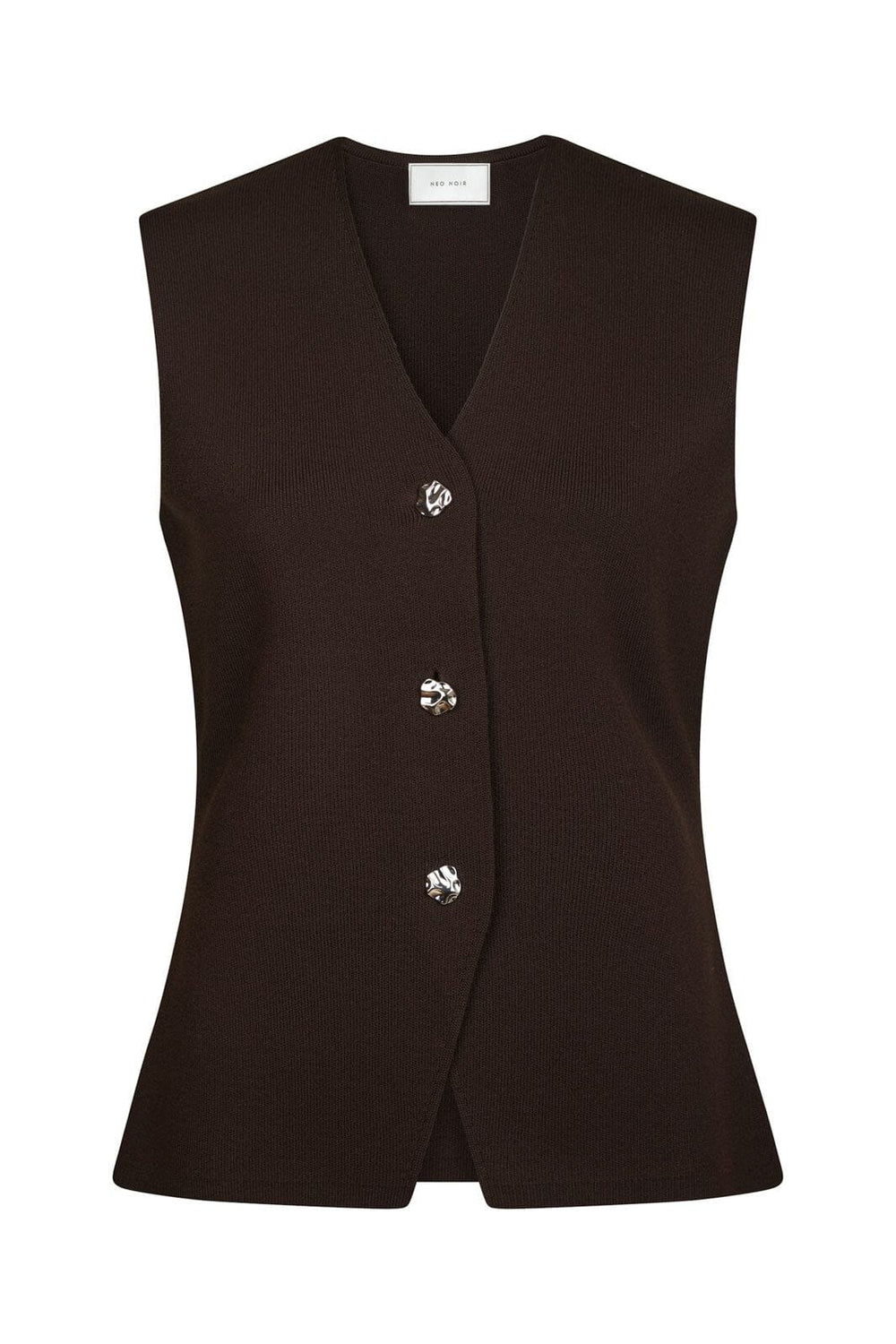Neo Noir - Sway Smooth Knit Waistcoat 164704 - 676 - Dark Brown
