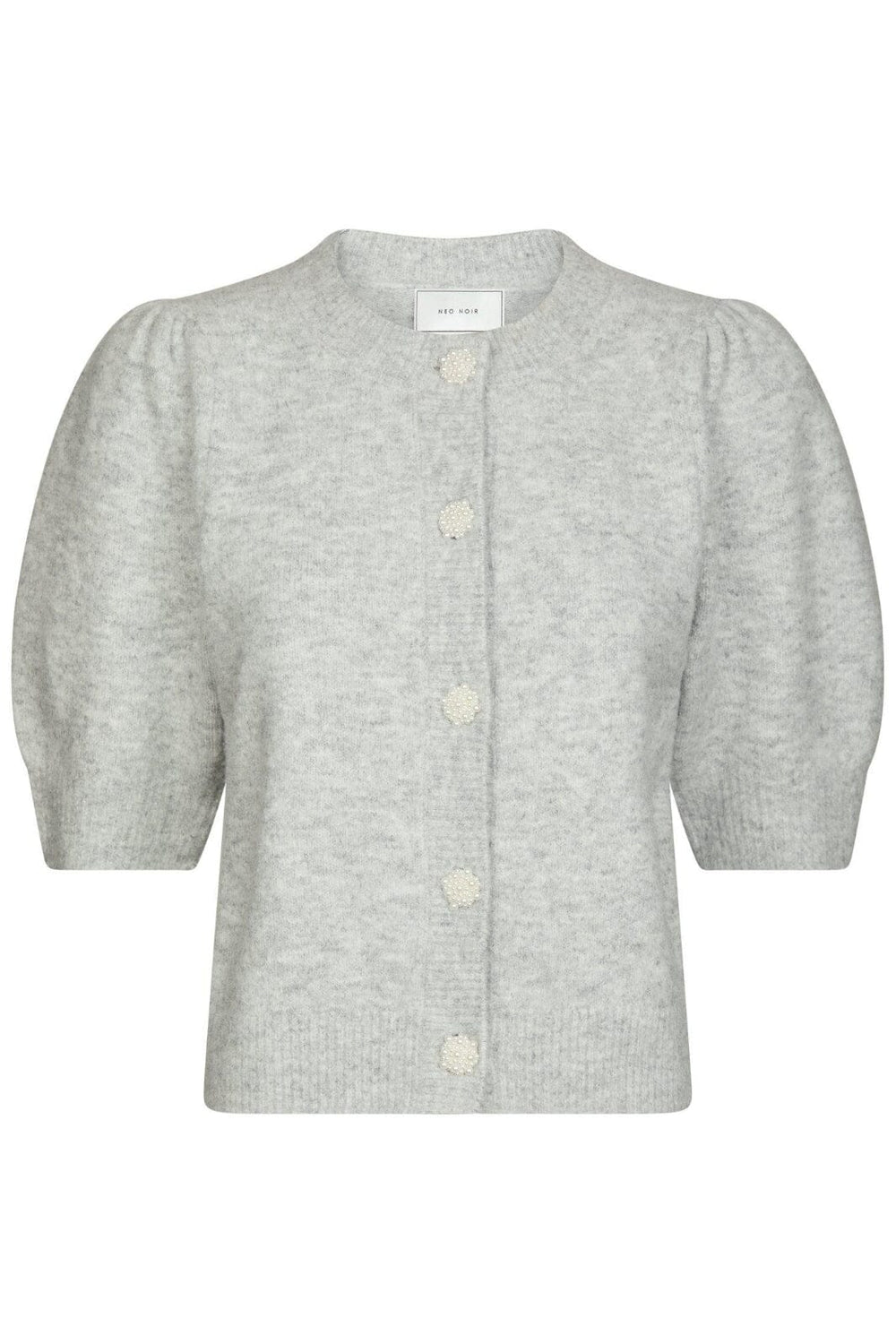 Neo Noir - Trudy Deco Knit Cardigan 164514 - 103 - Light Grey Melange