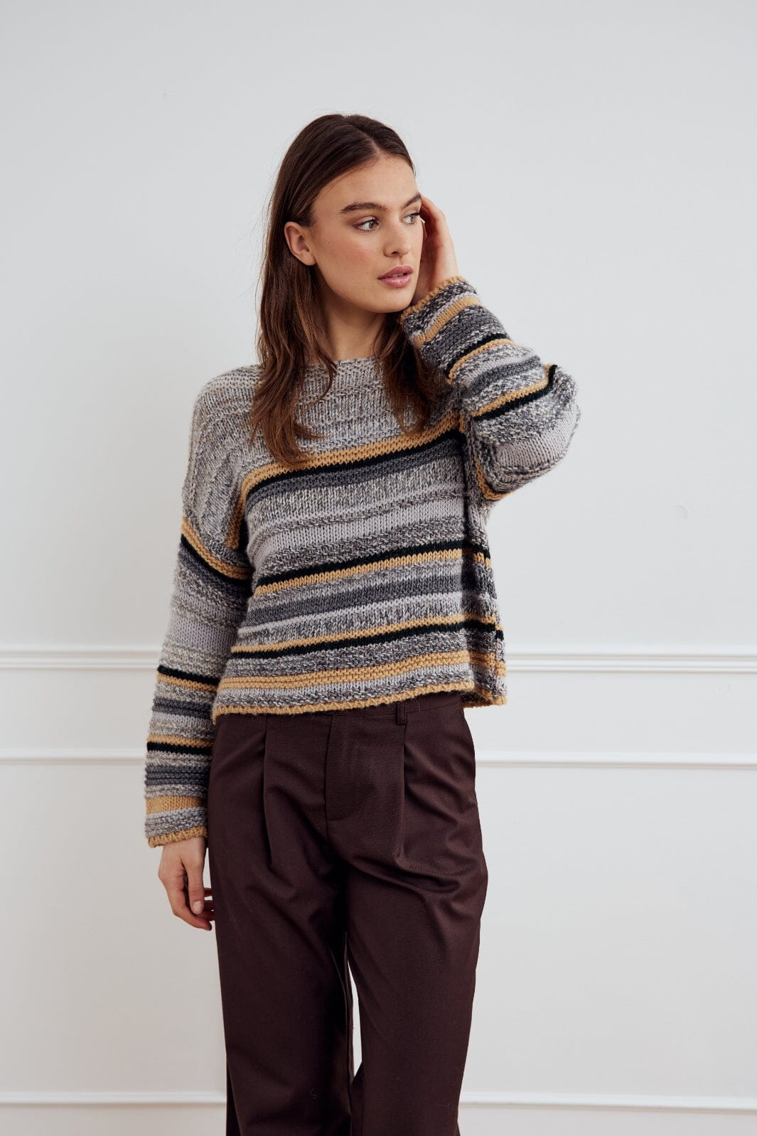 Noella - Leah Knit 13950002 - 507 - Grey Mix Strikbluser