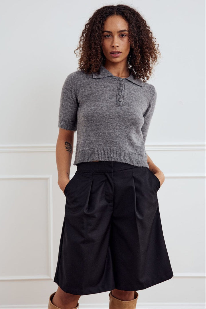 Noella - Levona Knit Polo 13980001 - 019 - Dark Grey Melange