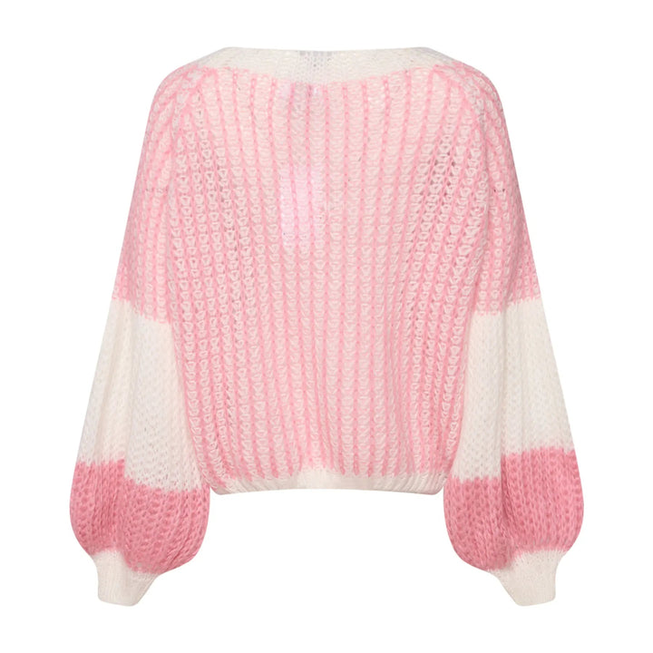 Noella - Liana Knit sweater - White/Rose Strikbluser
