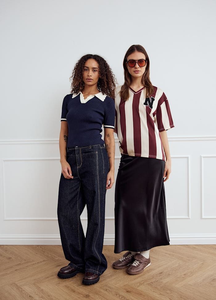 Noella - Lucena Blouse 14060002 - 1382 - Mahogany Ivory Stripe Bluser