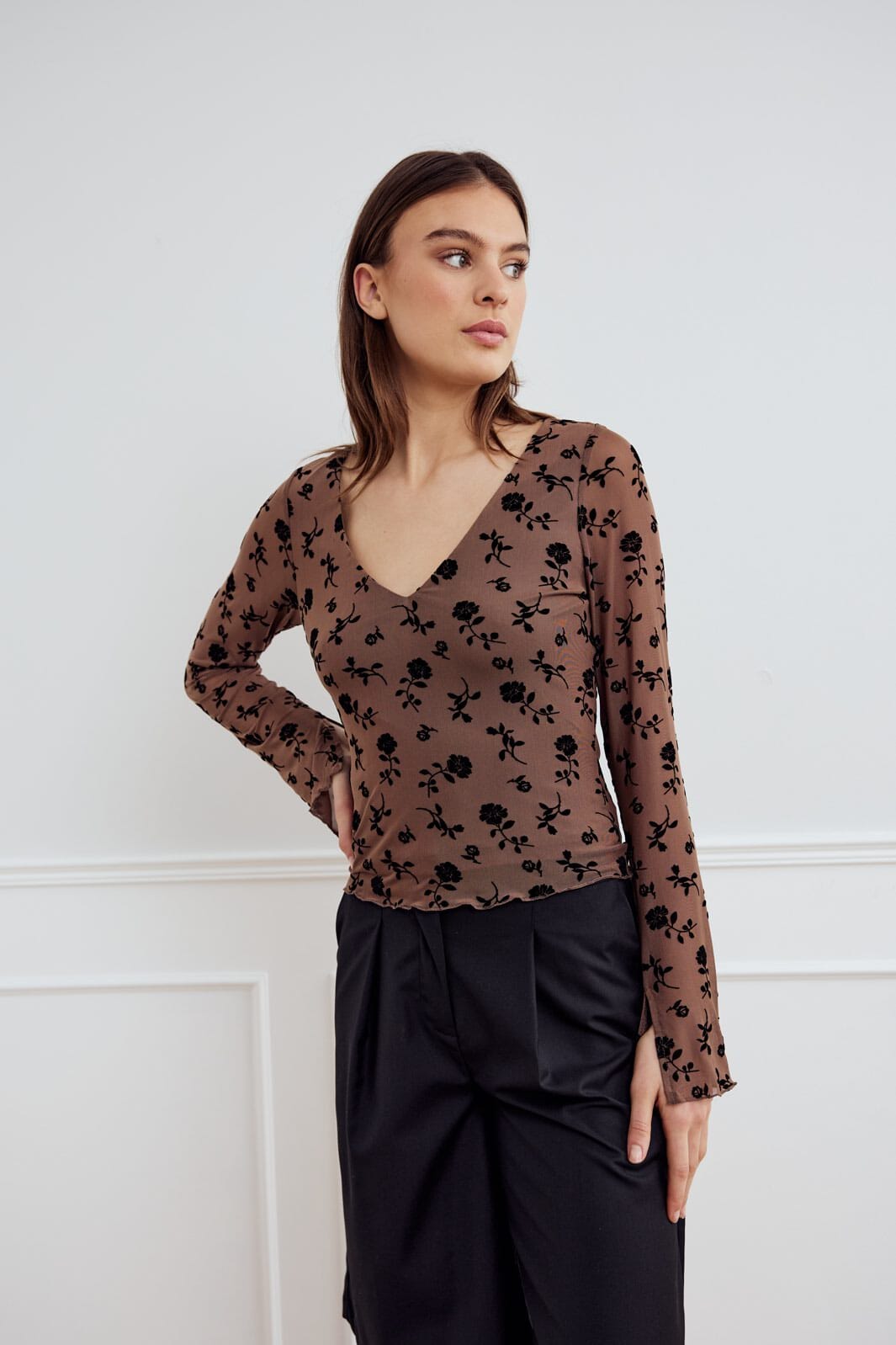 Noella - Lucille Top 14110003 - 1384 - Clarity Morel Print