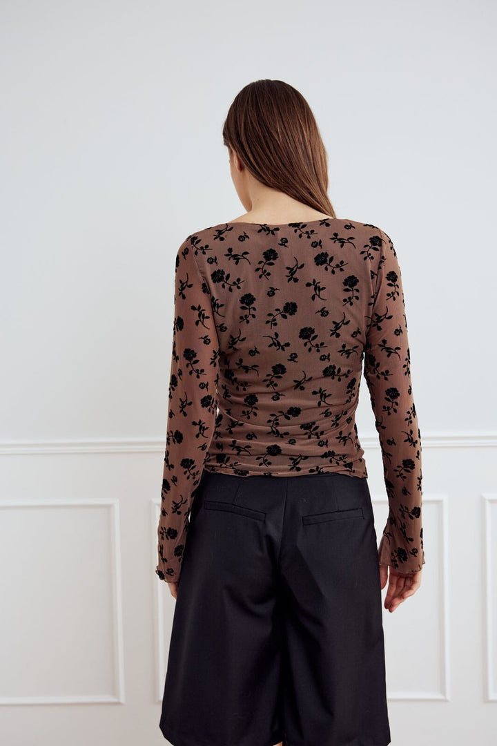 Noella - Lucille Top 14110003 - 1384 - Clarity Morel Print