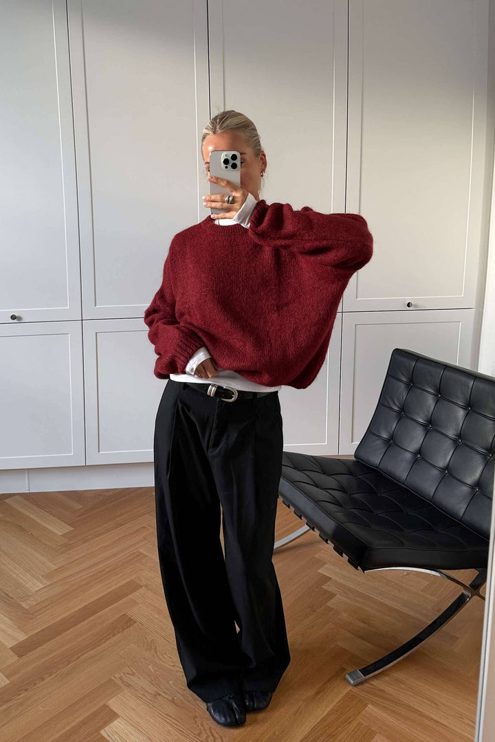 Noella - Mimi Ls Knit 11450002 - 1355 - Dusty Mahogany Strikbluser