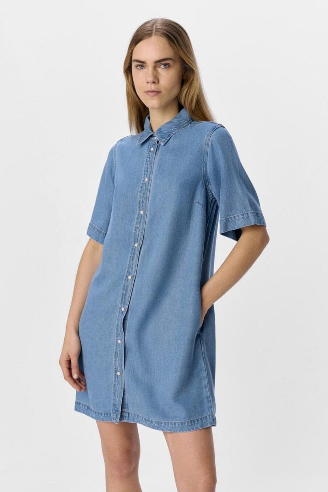 Object - Objframe 2/4 Re Denim Dress - 4656588 Light Blue Denim