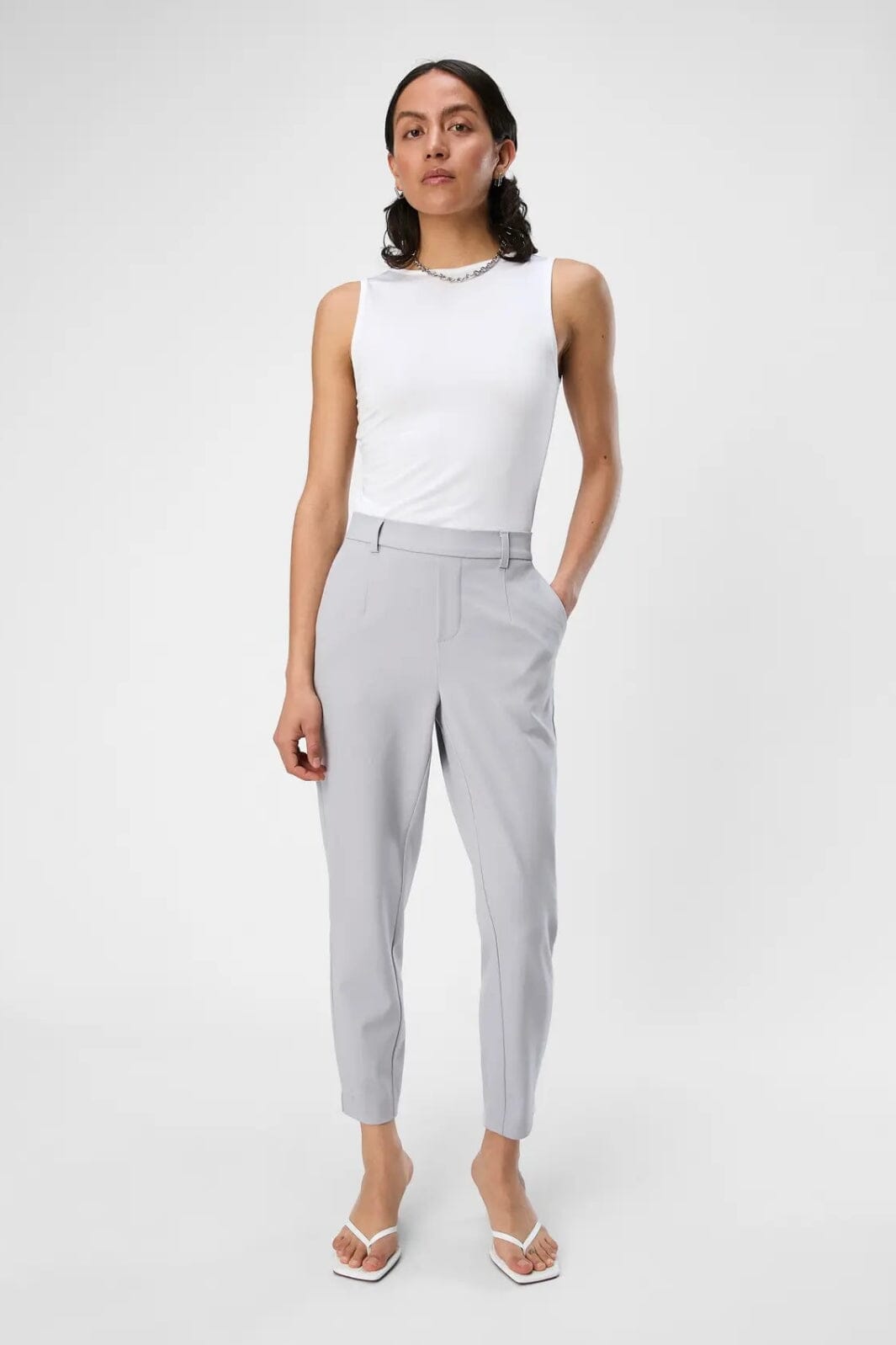 Object - Objlisa Slim Pant - 4656606 Light Grey Melange