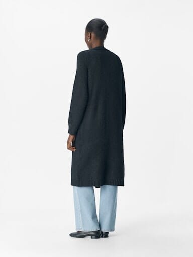 Object - Objmilu Ls Lo Long Knit Cardigan - 4856915 Black Cardigans