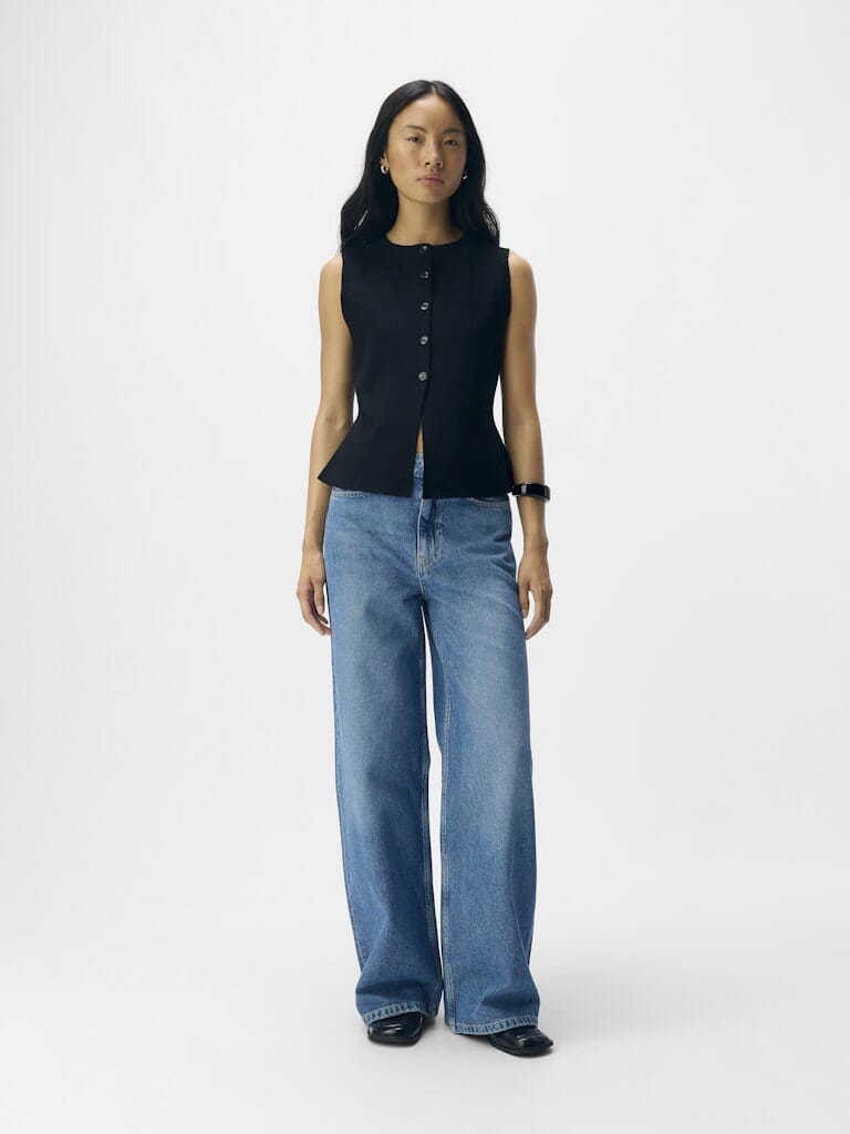 Object - Objreynard Re Knit Vest - 4927199 Black Veste