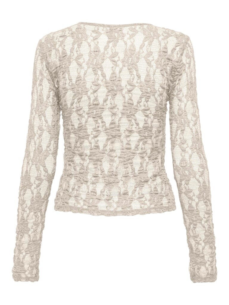 Only - Onlalba L/S Lace Top - 4957027 Birch Bluser
