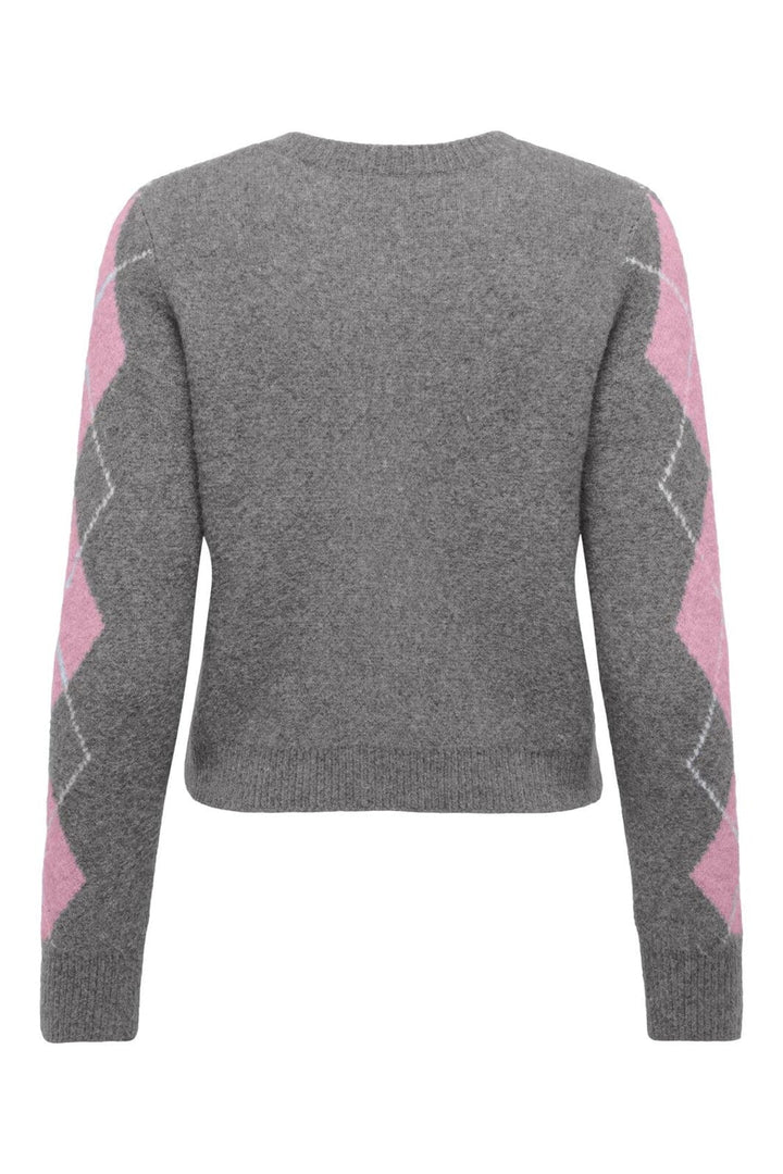 Only - Onlbrighton Life Ls Button Cardi Knt - 4973616 Medium Grey Melange Romance Rose/Birch/Horn Button