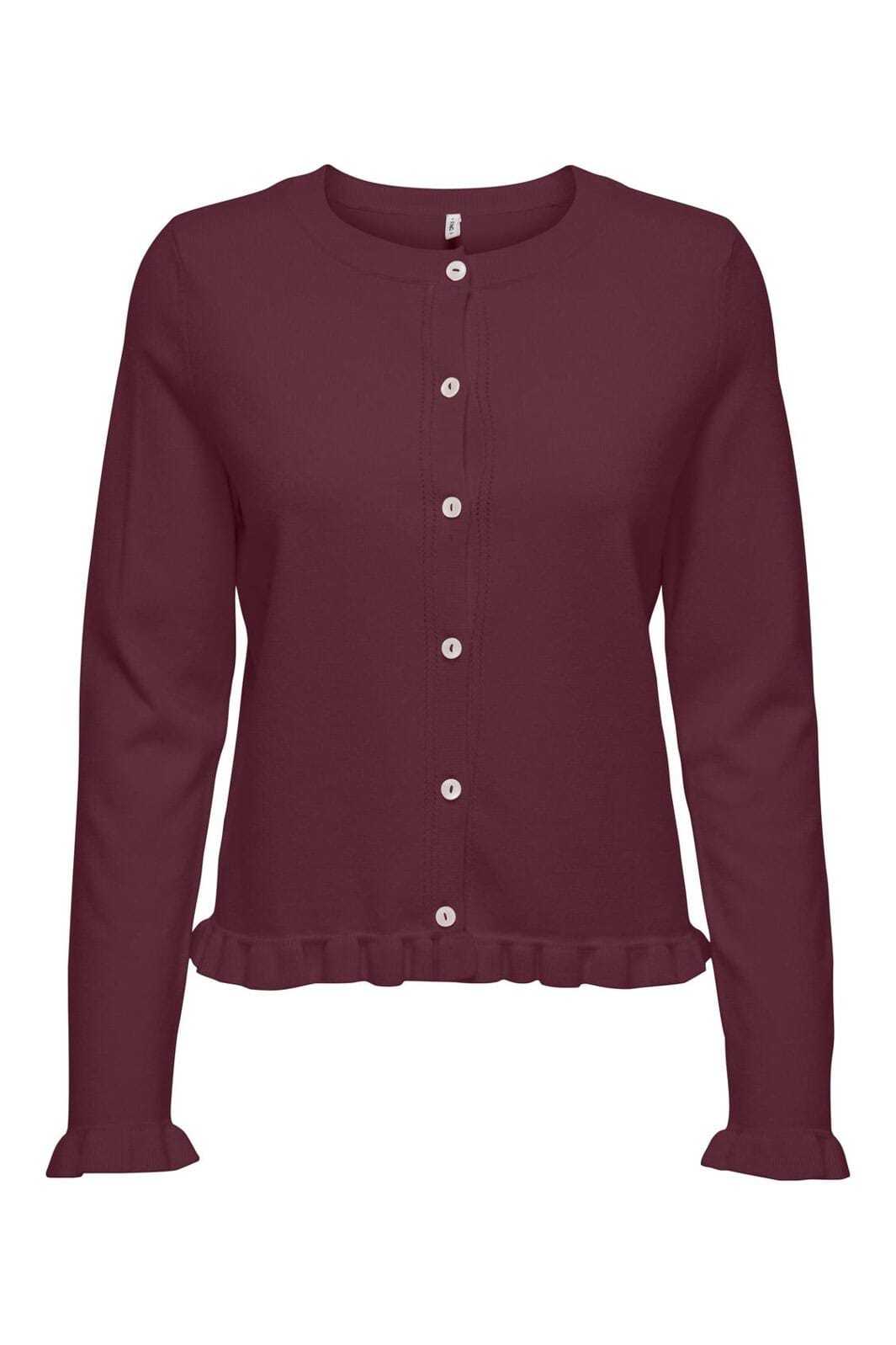 Only - Onlcinderel Ls Frill Cardigan Knt - 4980177 Windsor Wine