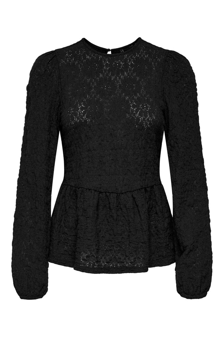 Only - Onlgiavanna L/S Peplum Top - 4957158 Black