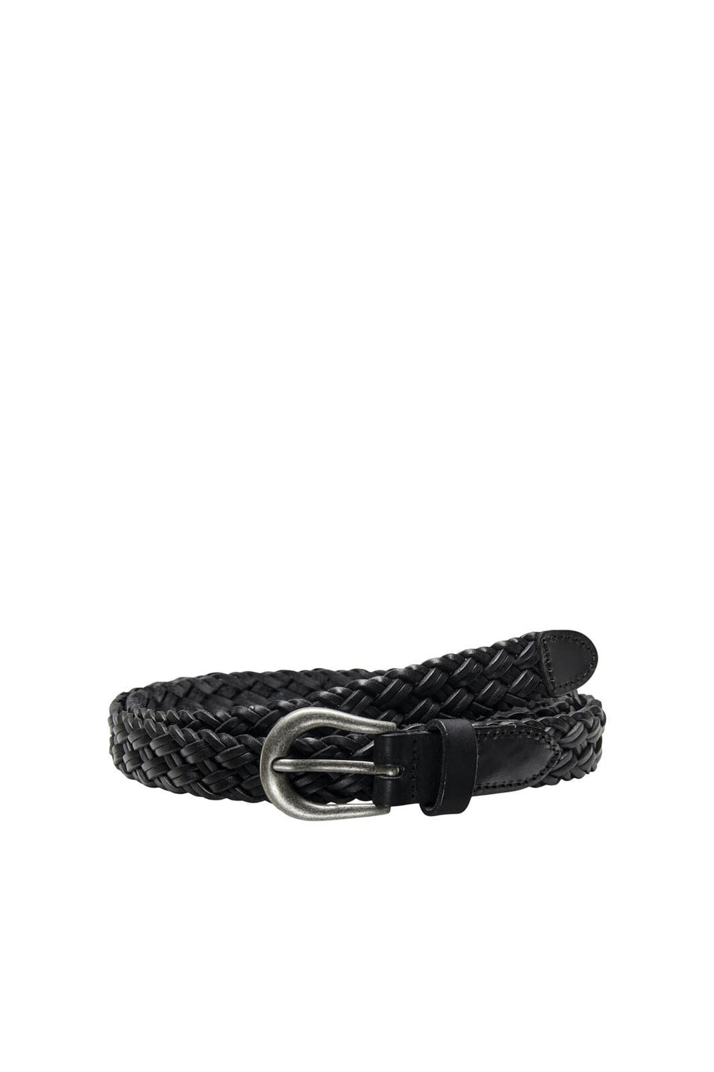 Only - Onlhanna Braided Leather Jeans Belt - 4130196 Black Antique Silver Metal