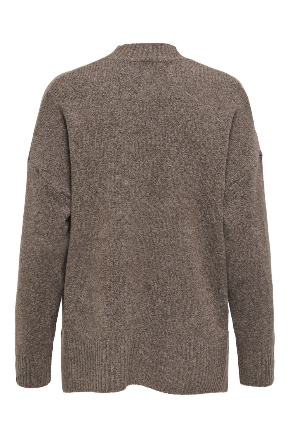 Only - Onlhazel Ls Highneck Overs Pull Knt - 4813873 Brown Lentil Melange Strikbluser