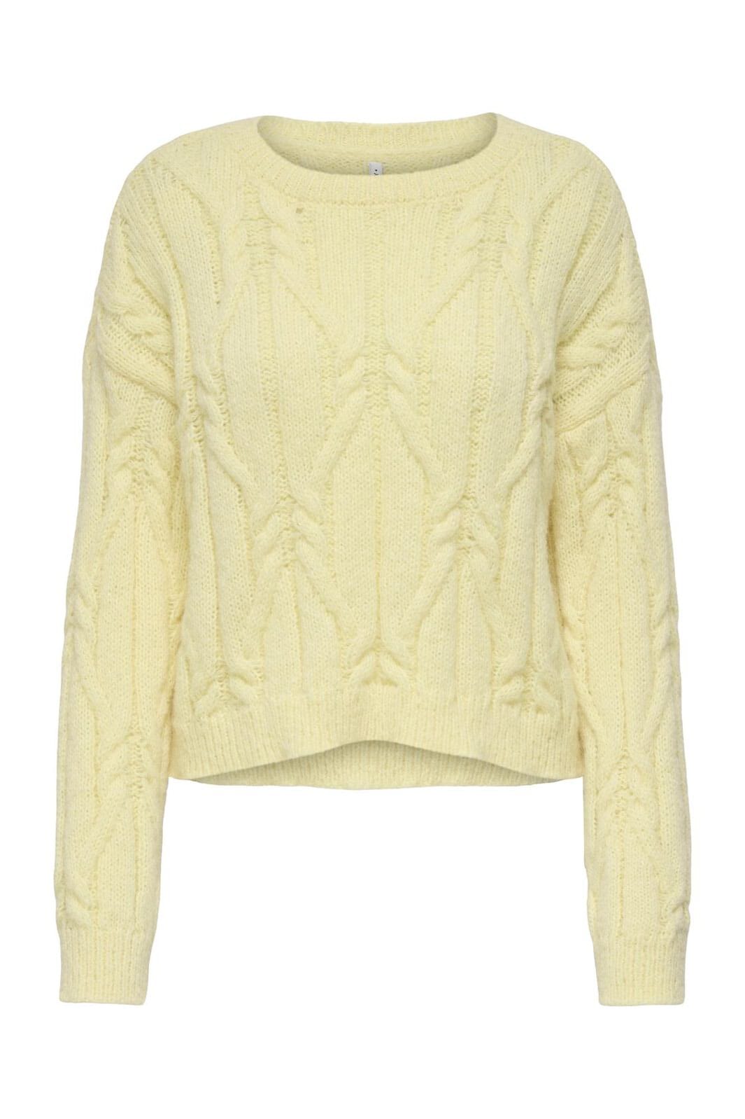 Only - Onllemina Life Ls Cable O-Neck Knt - 4944057 Pastel Yellow