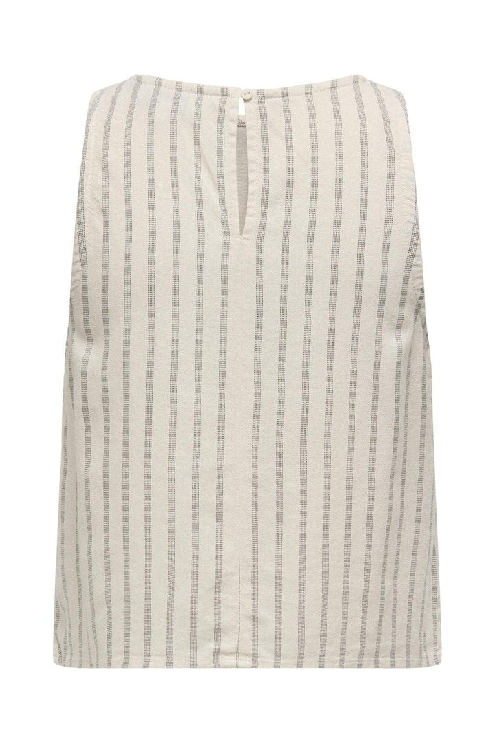 Only - Onllima S/L Linen Bl Top - 4760051 Cloud Dancer W Seal Brown