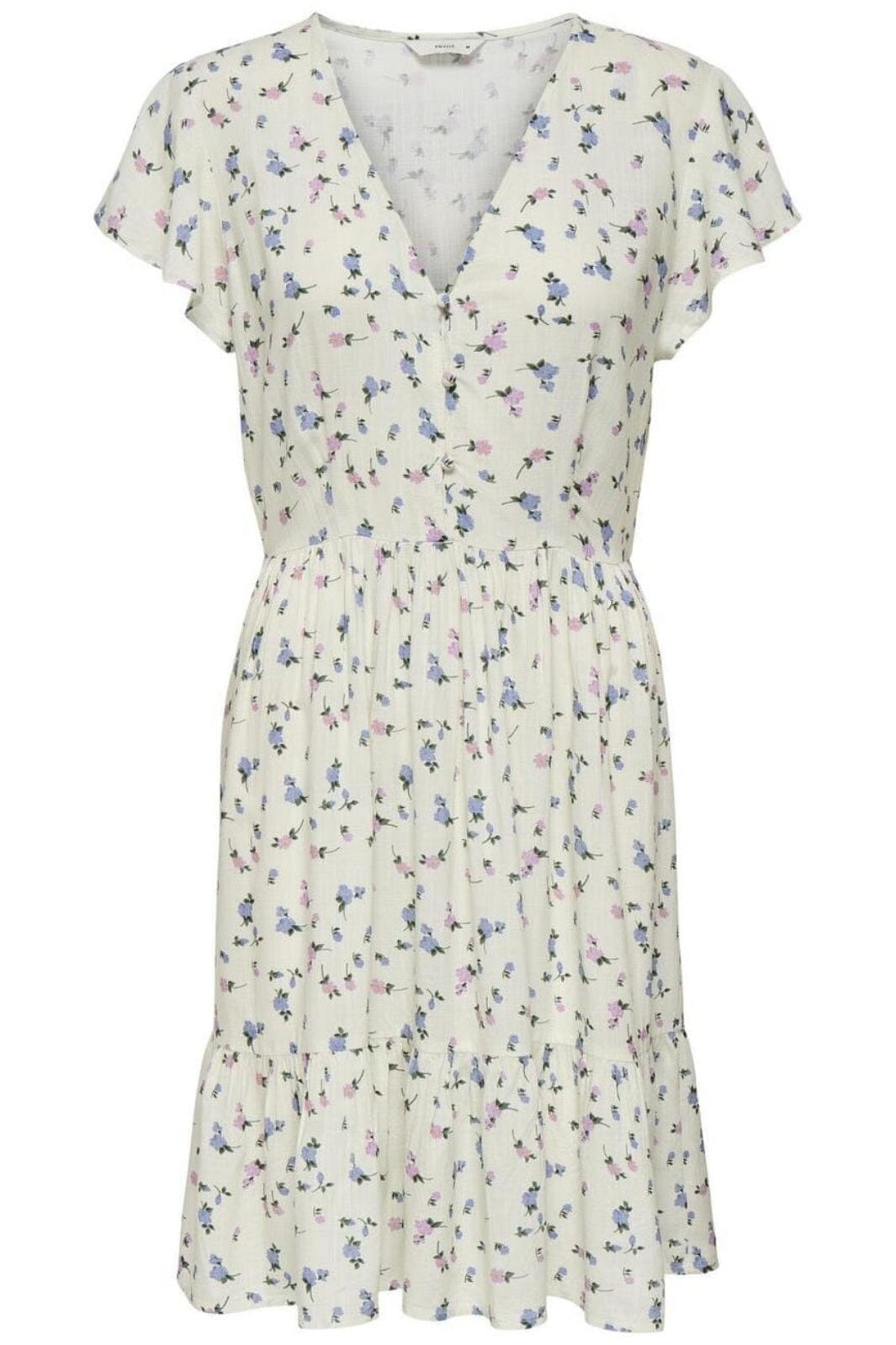 Only - Onlrella Life Ls Emb Frill Top - 4915547 Cloud Dancer Flower