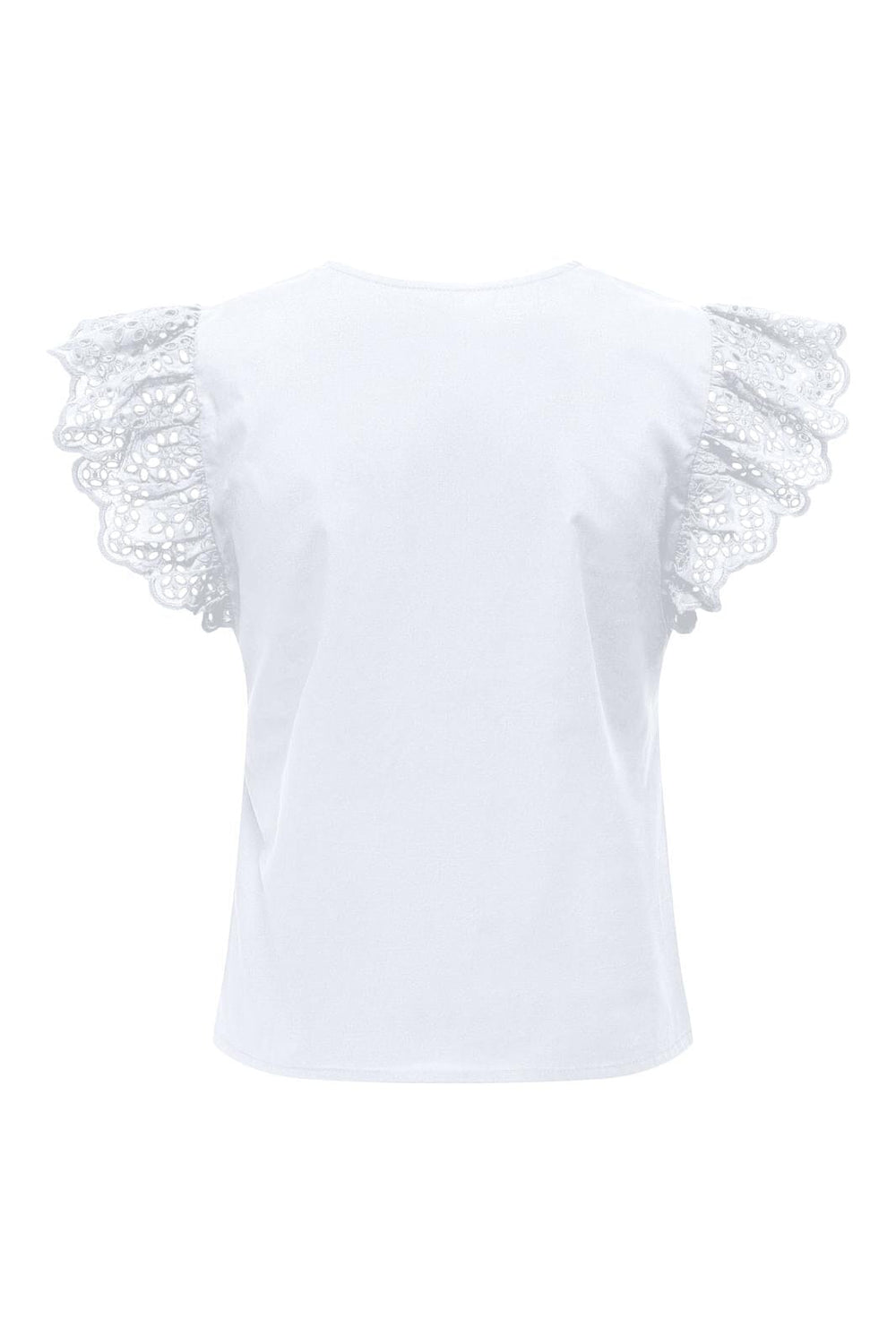 Only - Onllou Life Emb S/S Frill Top - 4428001 Bright White