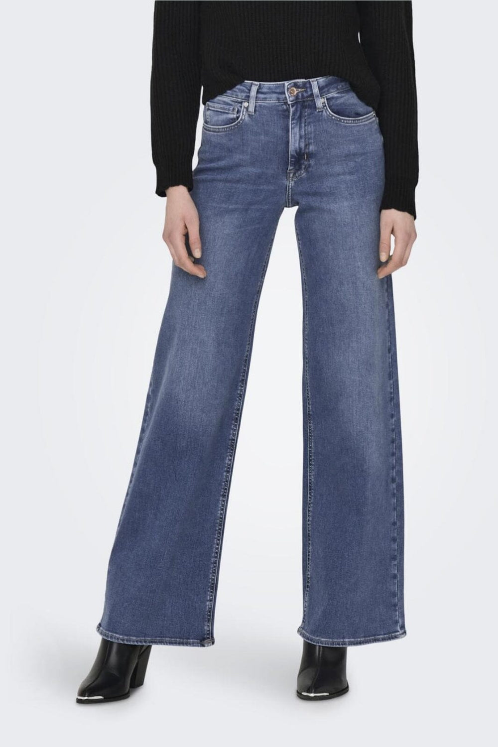 Only - Onlmadison Blush Wide Cro372 - 4117715 Medium Blue Denim Jeans