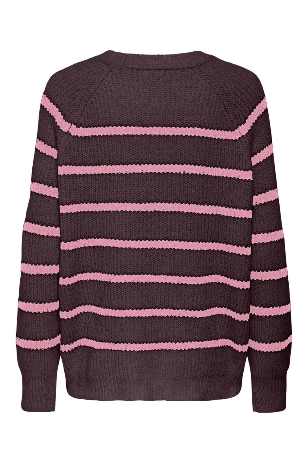 Only - Onlmally Life Ls Loose O-Neck Knt - 4894901 Winetasting Melange/Sea Pink Melange