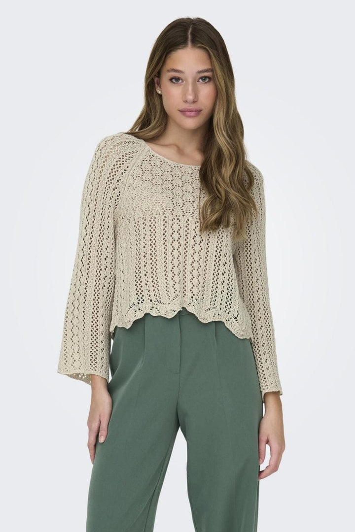 Only - Onlnola Life 3/4 Pullover Knt - 4204629 Feather Gray Strikbluser