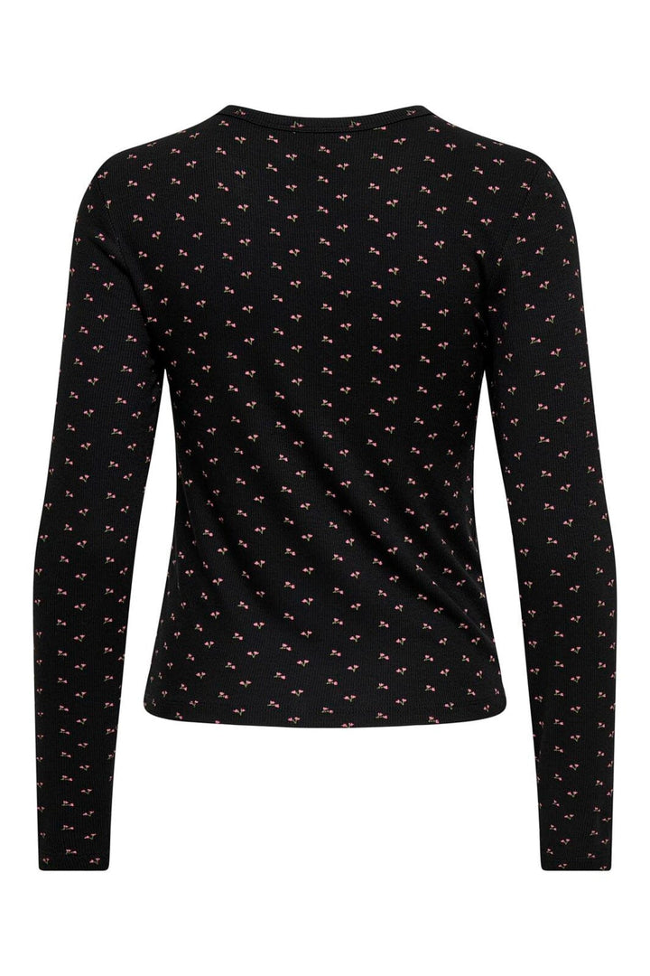 Only - Onlnora L/S Cardigan - 4977937 Black Little Flower Wild Orchid