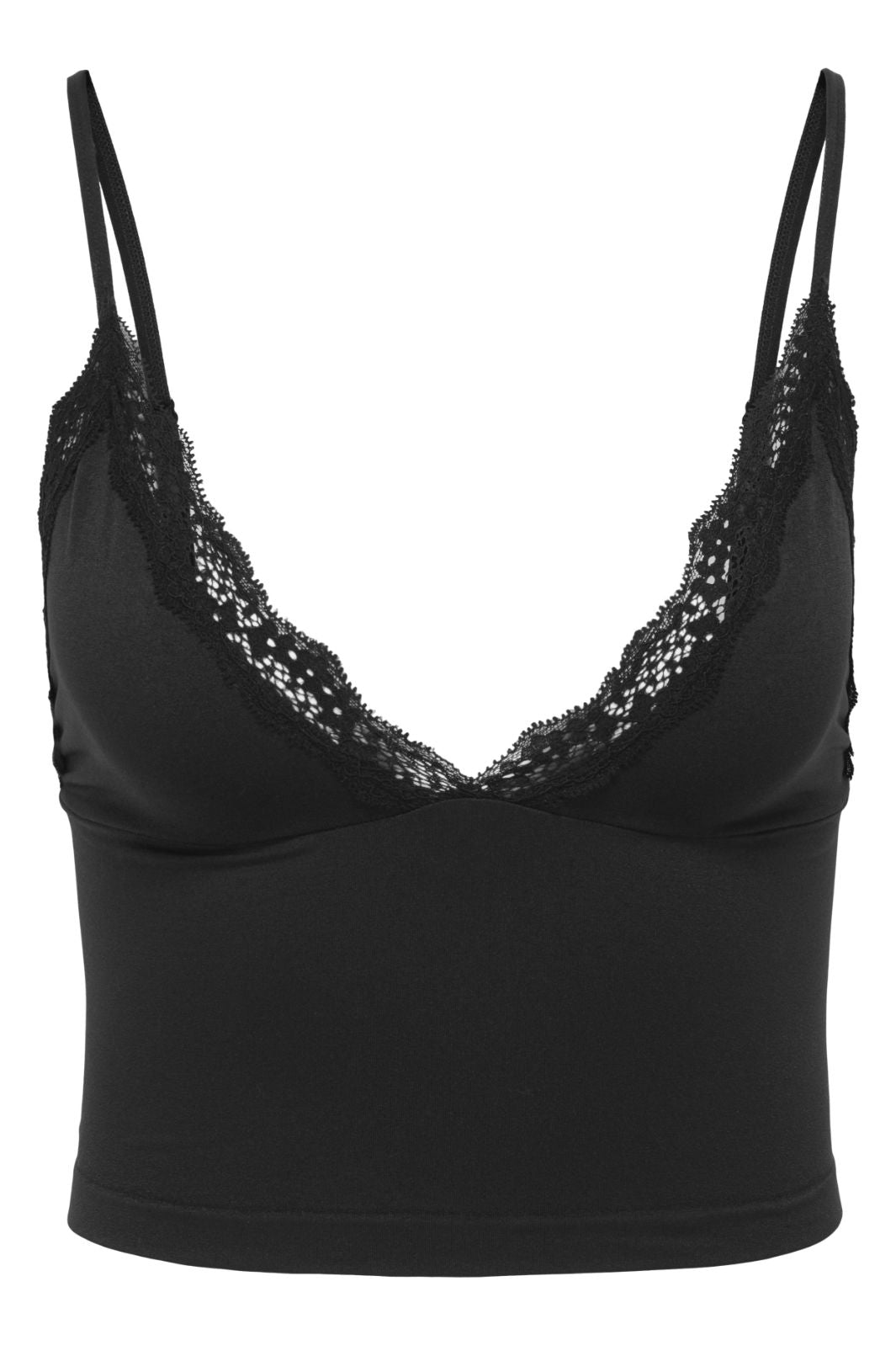 Only - Onlvicky Lace Singlet V-Neck Acc - 4816297 Black Toppe