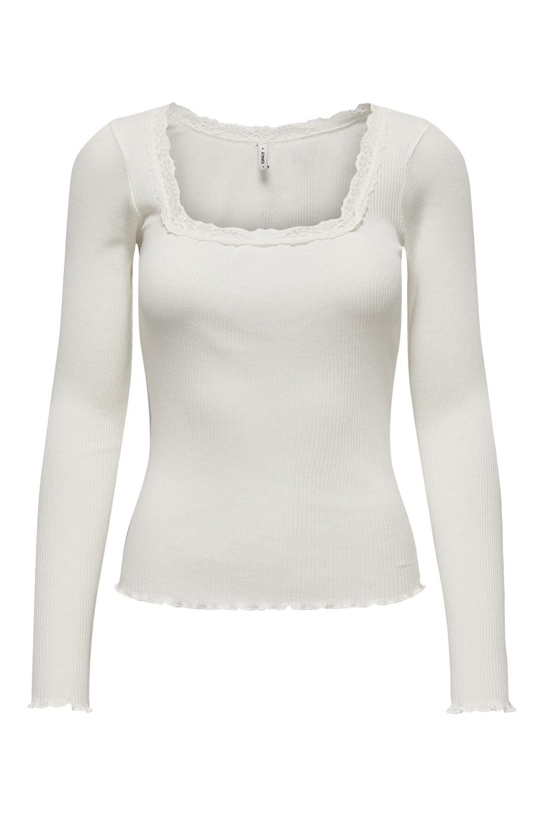 Olline Ls Lace Top Cloud Dancer
