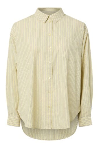 Pieces - Pcemmy Ls Loose Shirt - 5006159 French Vanilla Delicioso/White Skjorter