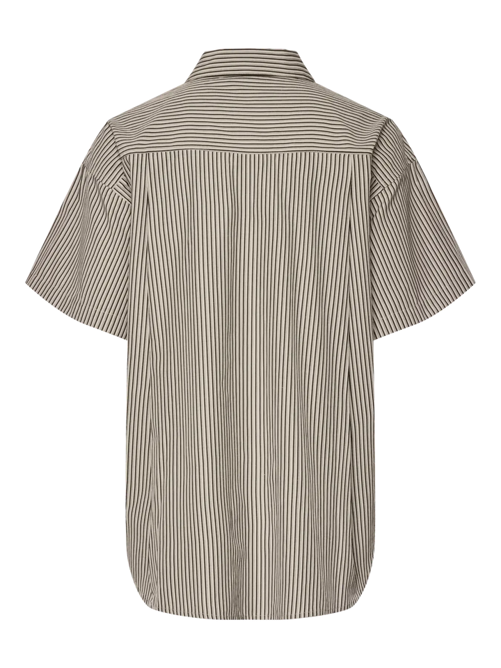 Pieces - Pcfemme Ss Loose Shirt - 4900771 Birch Delicioso Skjorter