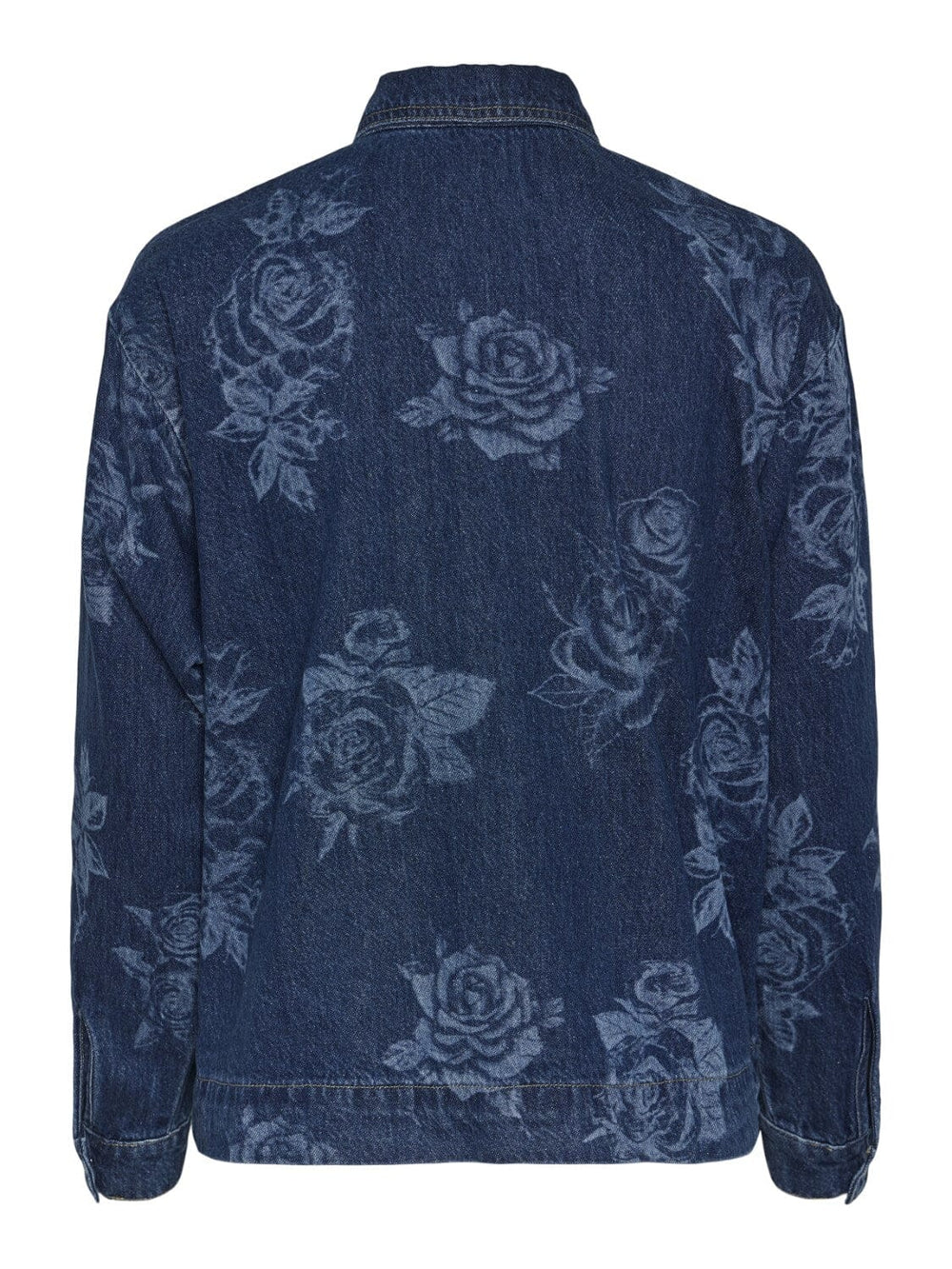 Pieces - Pcflora Ls Denim Shirt - 4527138 Dark Blue Denim Roses Skjorter 