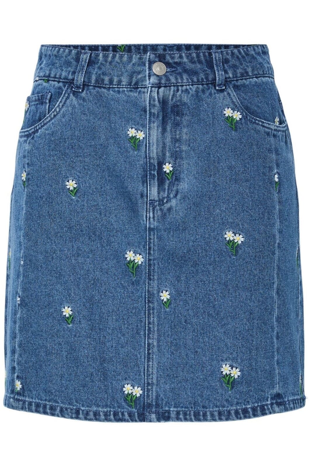 CC 25 Embroidered Short Skirt Blue Denim Cotton