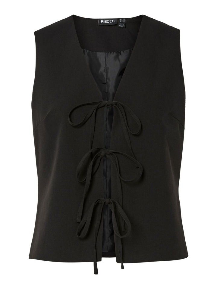 Pieces - Pcfrida Sl V-Neck Tie Top Fsy - 4860616 Black